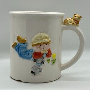 Holly Hobbie Earthenware Mug Our Pride and Joy Holly & Robby 1983 Vintage